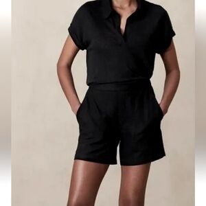 NWT Banana Republic Factory Black Linen Blend High Rise Easy Bermuda Long Shorts